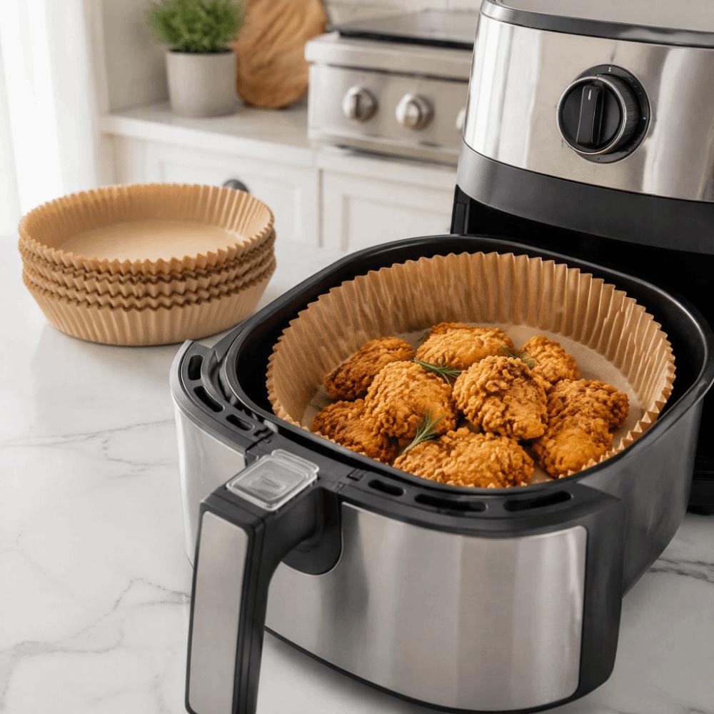 200pcs Round Disposable Paper Liner Non-Stick Surface Baking Paper Liner Microwave Air Fryer
