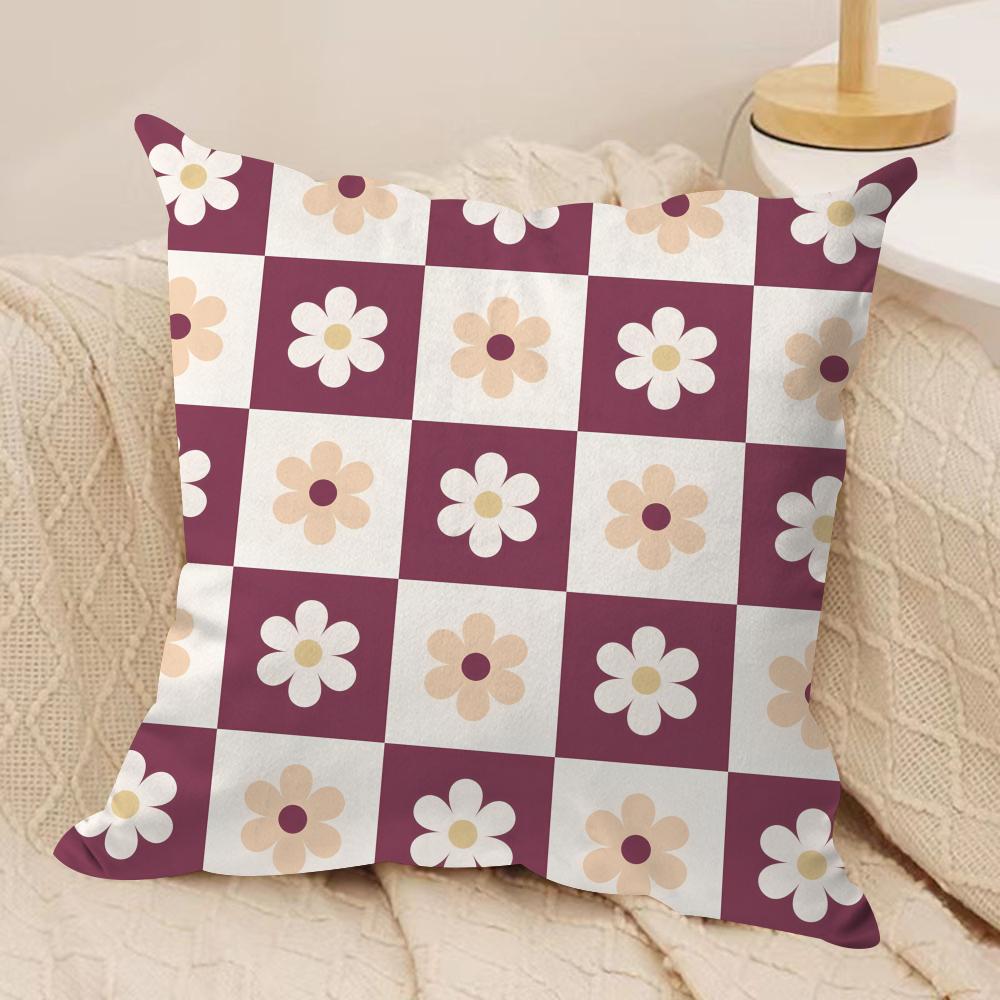 Sweet Retro Geometrical Florals Cushion Cover Short plush Doublesided Print Square Throw Pillow Covers Sofa Home Cushion Decor