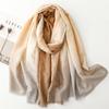 Plain Ombre Gradient Shimmer Glitter Fringe Viscose Shawls Scarf High Quality Wrap Pashmina Stole Bufandas Muslim Hijab 180*90Cm