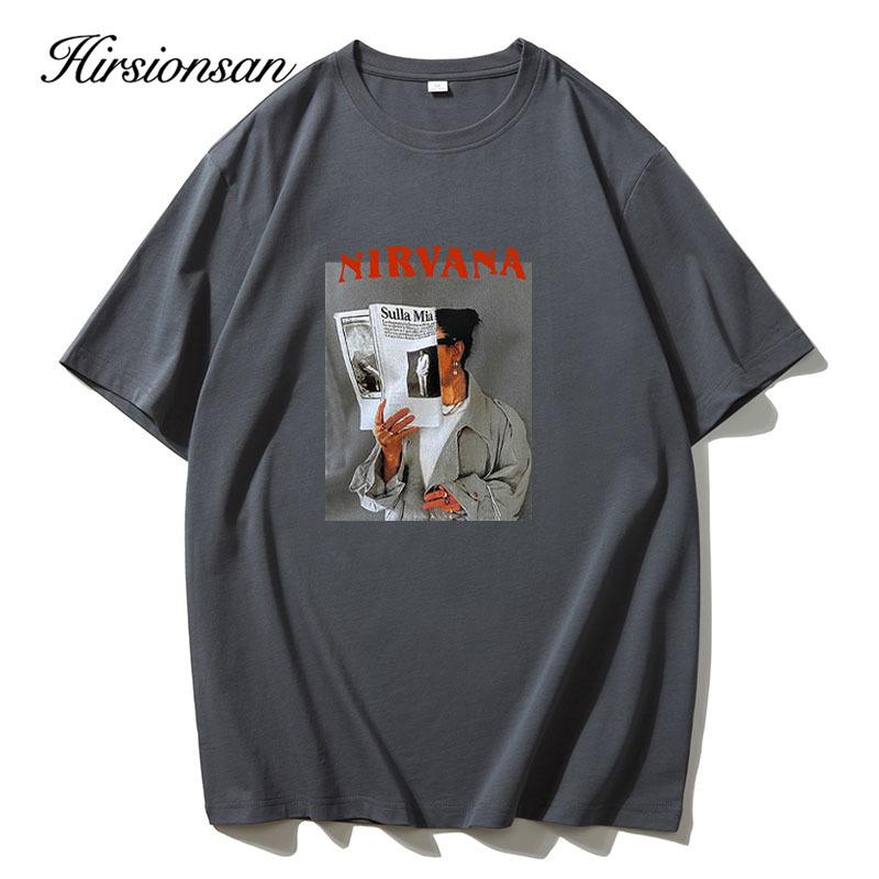 Hirsionsan 100% Cotton Graphic Print T Shirt Women 2024 Summer New Basic Vintage Tee Casual Loose Chic O Neck Female Couple Tops