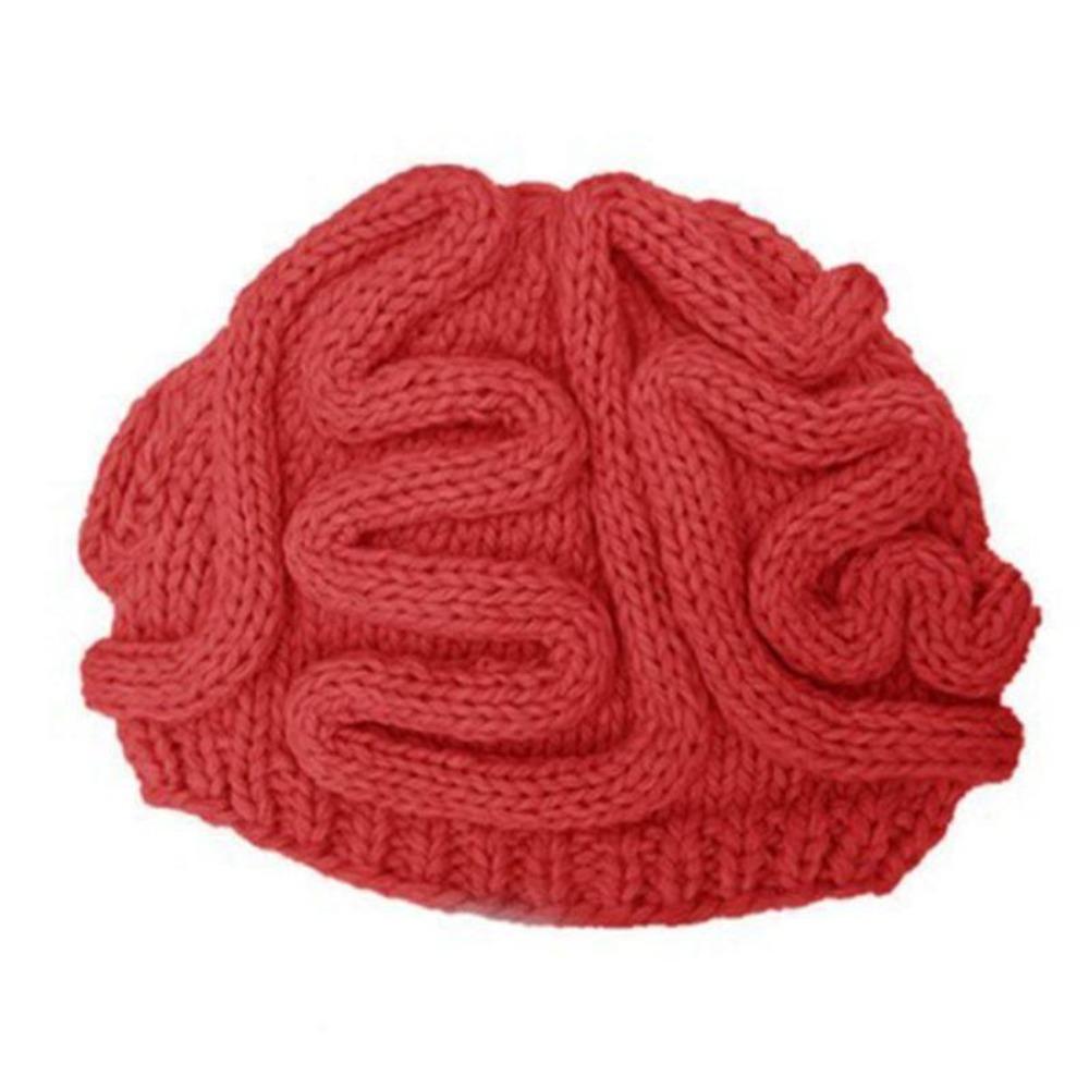 Warm Brain Pullover Cap Creative Funny Brain Beanie Stretchy Knitted Brain Hat Outdoor