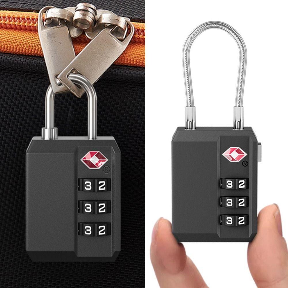 New TSA 3 Digit Combination Lock Anti-theft Lightweight Customs Password Lock Security Tool Wire Rope Padlock Travel