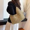 Летняя соломенная вязаная сумка, ажурная сумка-тоут, однотонная пляжная сумка через плечо, праздничная дорожная сумка, сумка через плечо в стиле бохо для женщин