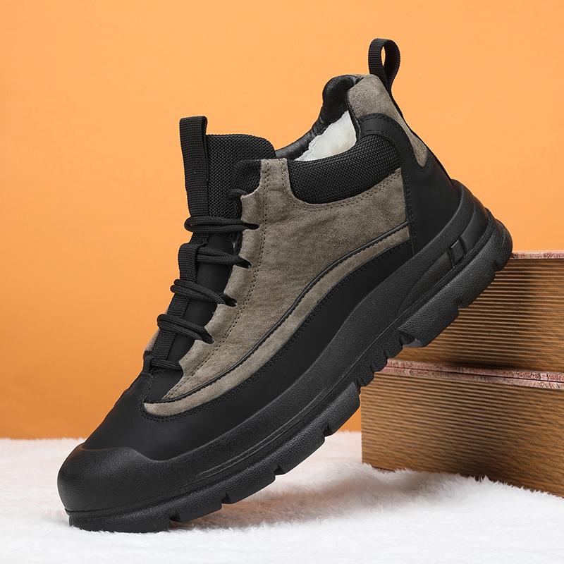 Мужские ботинки на шнуровке, британские повседневные кожаные ботинки на платформе, мужские черные мотоциклетные ботинки, зимние удобные, сохраняющие тепло, мужские ботильоны