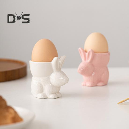 Ceramic Rabbit Egg Cup Bunny Egg Holder Breakfast Table Decor Egg Stand for Soft Boiled Egg Kitchen Utensils Easter Decoration
