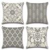 4 Pack Grey White Geometric Damask Pillow Covers Double Sided Print Decor Cushion Cases Farmhouse Home Decor For Sofa Bedroom