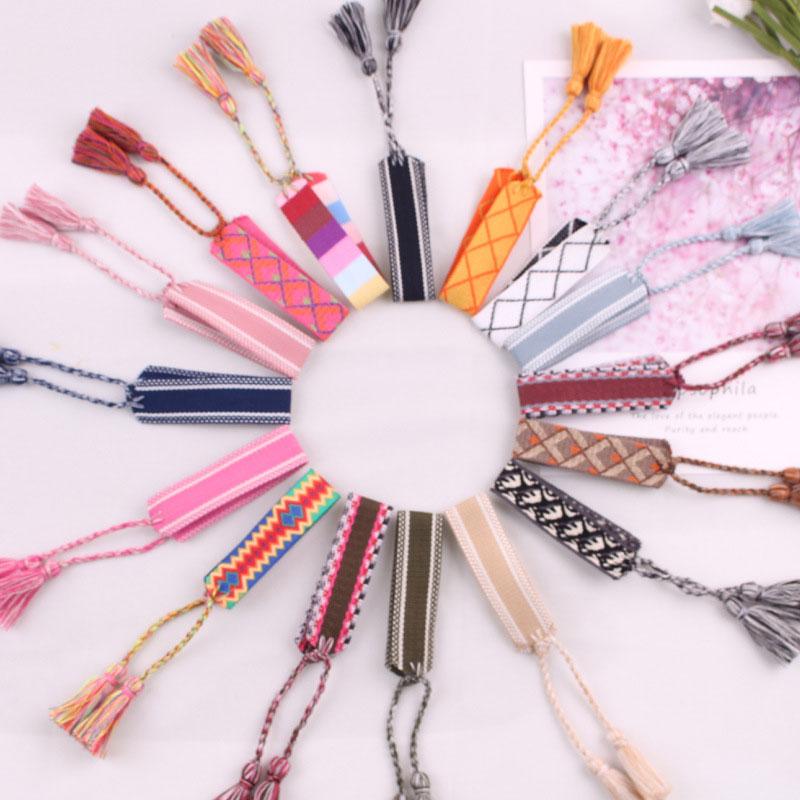 Женская мода ювелирные изделия подарок красочный декоративный узор вышитый ручной работы плетеный браслет в стиле бохо