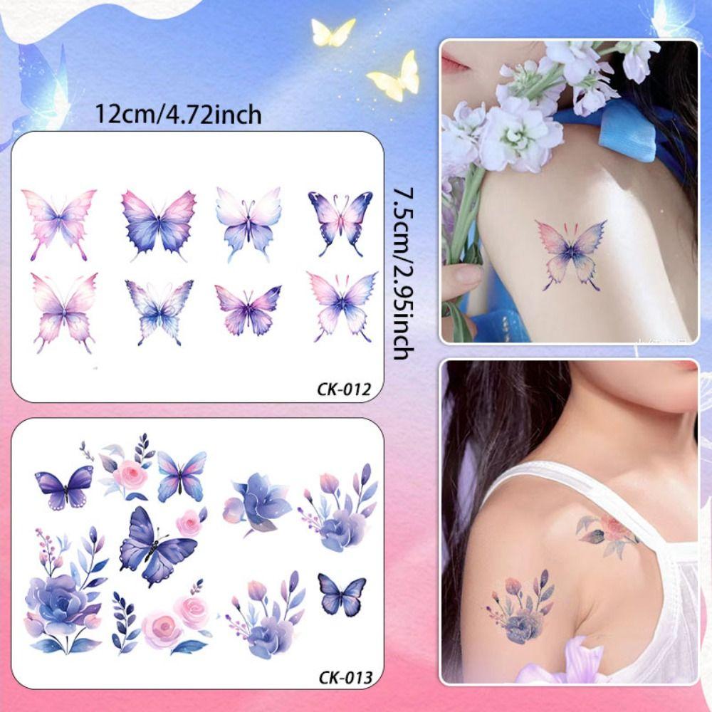 Водонепроницаемая наклейка с татуировкой бабочки, мультяшные поддельные татуировки, детская наклейка на руку, музыкальный фестиваль