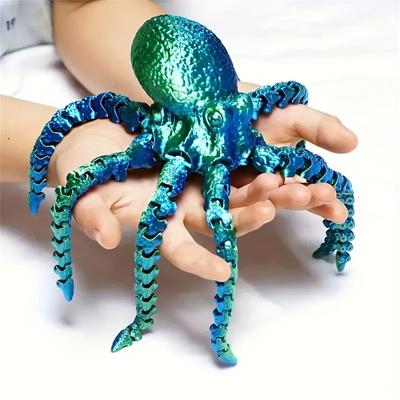 27 см 3D-печатная подвижная игрушка-осьминог для домашнего офиса, декор стола, украшение для аквариума в виде морского животного, идеальный подарок