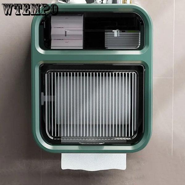 WTEMPO Коробка для туалетной бумаги Стеллаж для хранения туалетной бумаги Водонепроницаемая неперфорированная полка для салфеток Высококачественная настенная коробка для рулонной бумаги