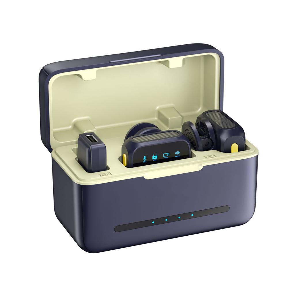 One-Trigger-Two 2.4G Wireless Microphone Magnetic Clip On Mic for Camera 50M Transmission Range