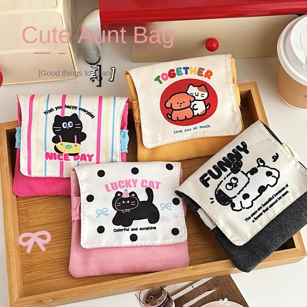 Большая вместительная мини-косметичка с изображением кота, кошелек для монет, симпатичная сумка для хранения гигиенических салфеток для женщин