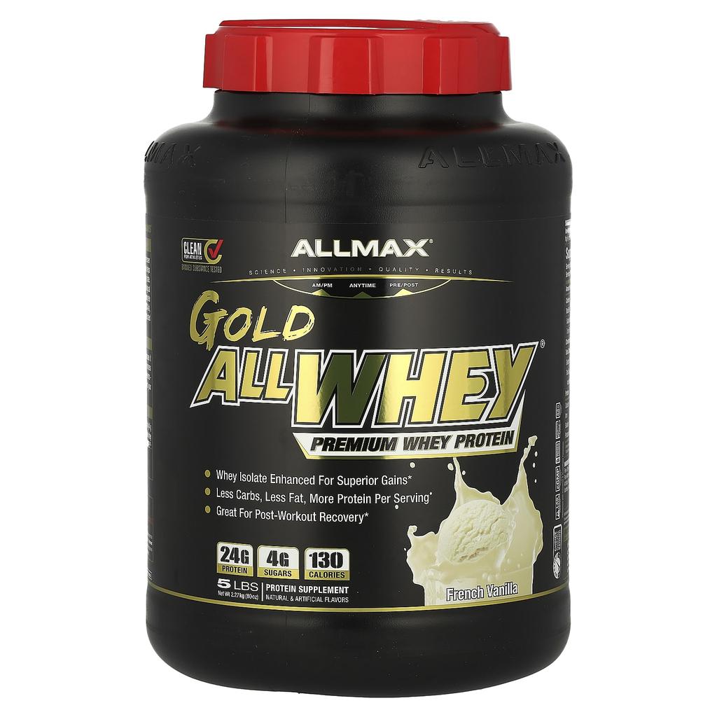 ALLMAX, Gold AllWhey, Premium Whey Protein, French Vanilla Flavor, 5 Lbs (2.27 Kg)