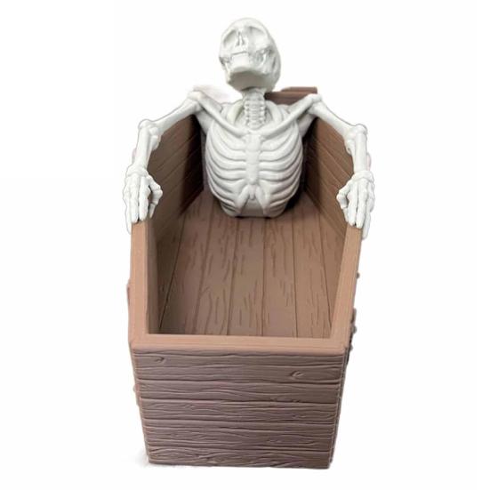 Готический держатель для конфет на Хэллоуин, коробка для конфет в форме гроба с 3D фигуркой скелета, жуткая настольная конфетница, маленький сервировочный поднос для угощений на Хэллоуинской вечеринке