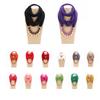 Women Fashion Jewelry Faux Pearl Pendant Chiffon Necklace Solid Color Scarf