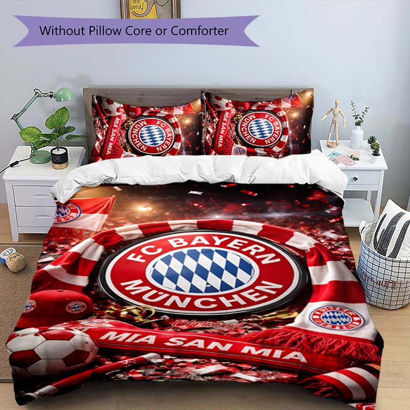 3pcs B-Bayern Munich (6) Design Cover Set - HD Printed Bedding with 1 Cover and 2 Pillowcases - Perfect for Home and Dorm Decor