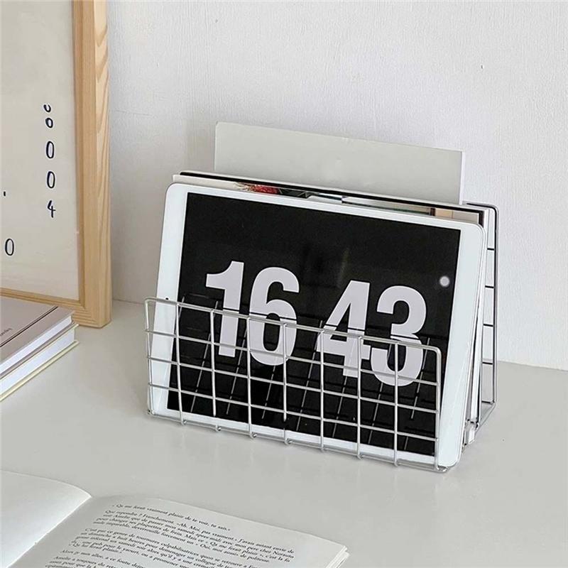 Newspaper Storage Holder Three-Tier Iron Hollow Magazine Bookshelf Organizer 1Pcs Book Rack Home Shelf Storage Basket