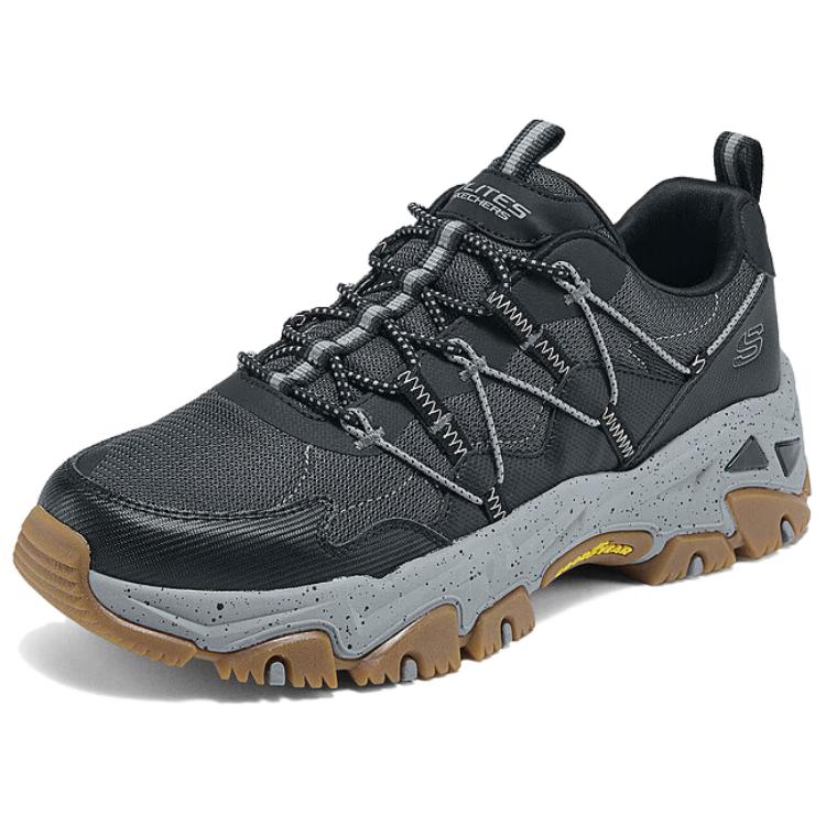 Skechers D'LITES Hiker Мужские Черно-серые Низкие Повседневные Кроссовки Удобные Универсальные Износостойкие 237421-BKGY