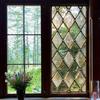 Geometric Window Film Rhombus Pattern Privacy Film Stained Glass Art Static Cling Sun Blocking Decal for Home Office Windows Glass Doors