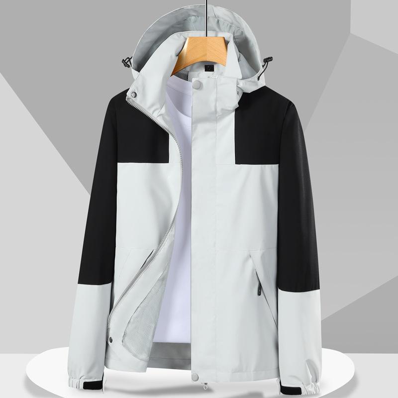 New Single-layer Jacket Trendy Breathable Outdoor Thin Jacket Removable Cap Windproof Waterproof Trench Coat Men