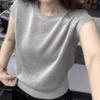 Вязаный жилет больших размеров в корейском стиле, стройнящий, с коротким рукавом, для женщин