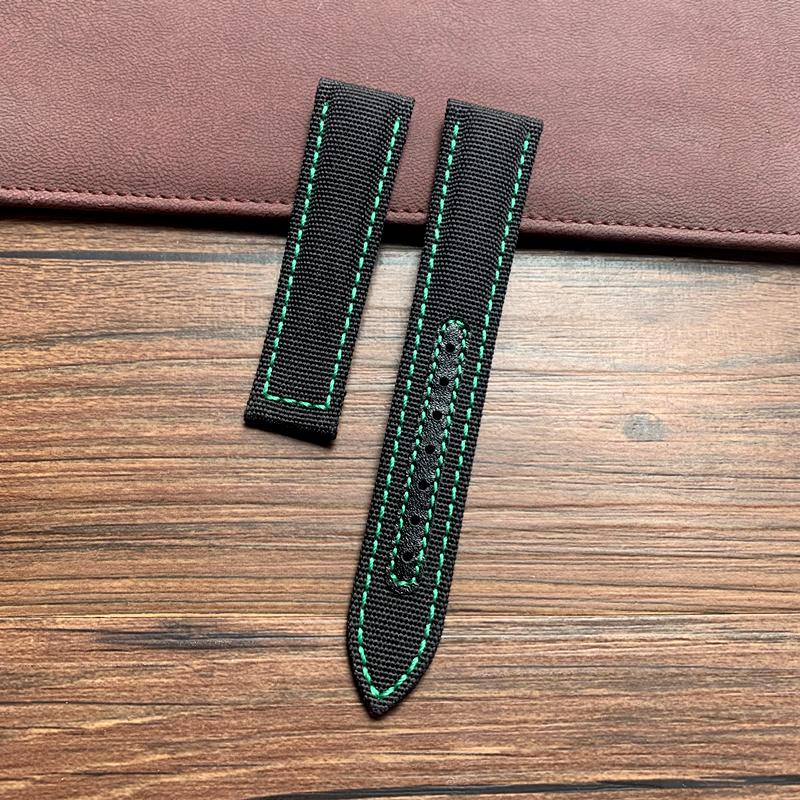 20 мм 22 мм черный, синий нейлоновый с кожаным ремешком для часов Omega AT150 Seamaster 300 600 Planet Ocean De Ville ремешок для часов