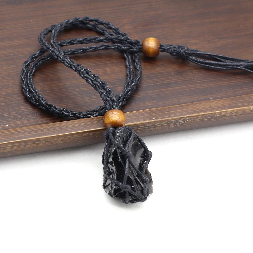 Женское ожерелье натуральный оригинальный камень сетчатый пакет нерегулярный кулон плетеная веревка подвески унисекс любовь романтическая подарочная цепочка 50 см