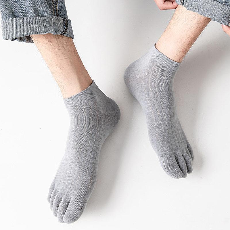 10 пар носков до щиколотки с пятью пальцами, мужские хлопковые полосатые однотонные дышащие впитывающие пот молодежные модные спортивные короткие носки для студентов