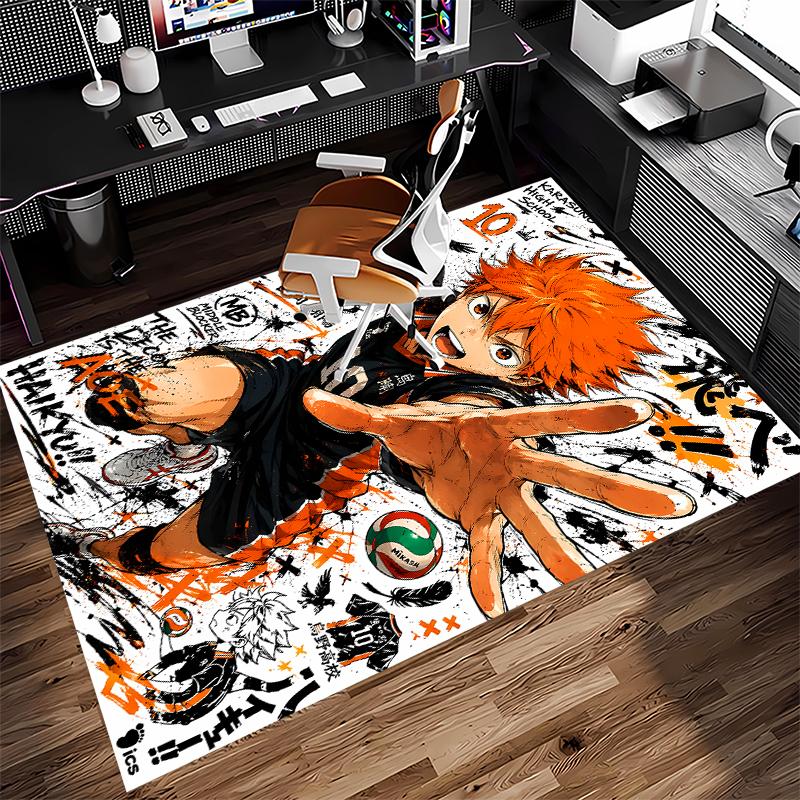 1pc Haikyu Print Area Rug - Soft,Washable Non-Slip Indoor Mat for Office Chairs,Living Room,Home Office Decorative Rug