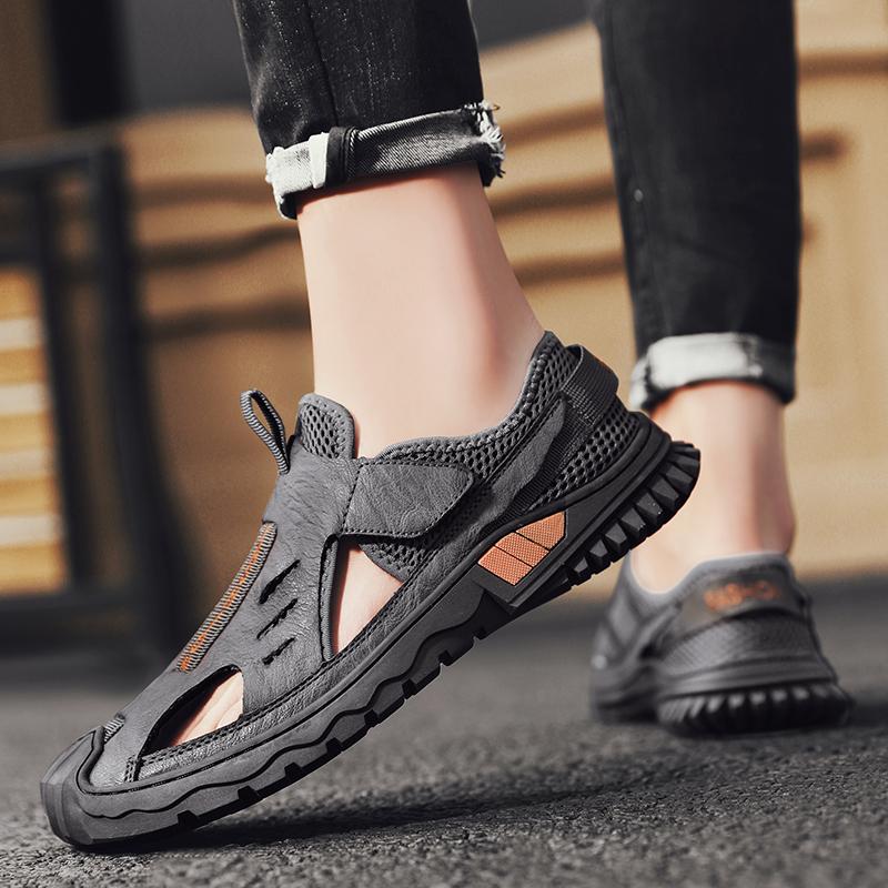 Summer Outdoor Casual Sports Sandals Men Black Gray Khaki Perforated Shoes Beach Sandalias Male Breathable Design Water Sneakers
