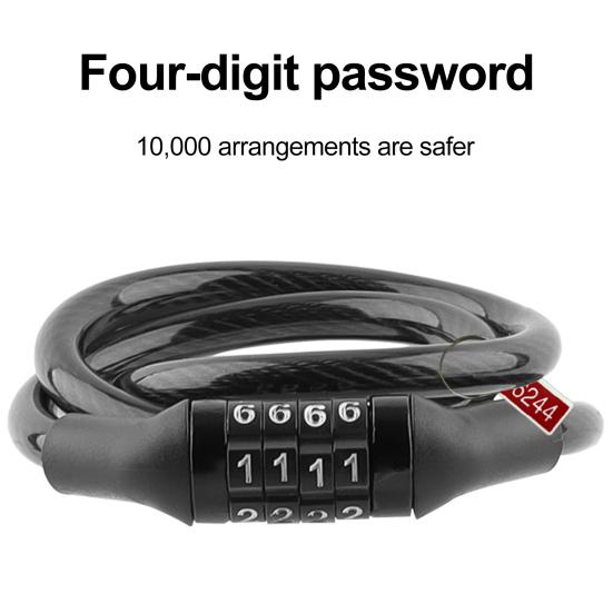 Anti-Theft Bicycle Combination Lock Rust Resistant Easy To Use Compact Size Mountain Bike 4-Digit Password Lock