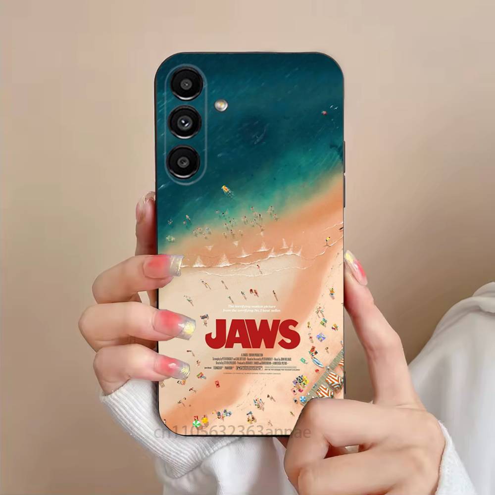 Movie J-Jaws Phone Case For Samsung S25,24,23,22,21,S20,Ultra,Plus,FE Black Soft Cover