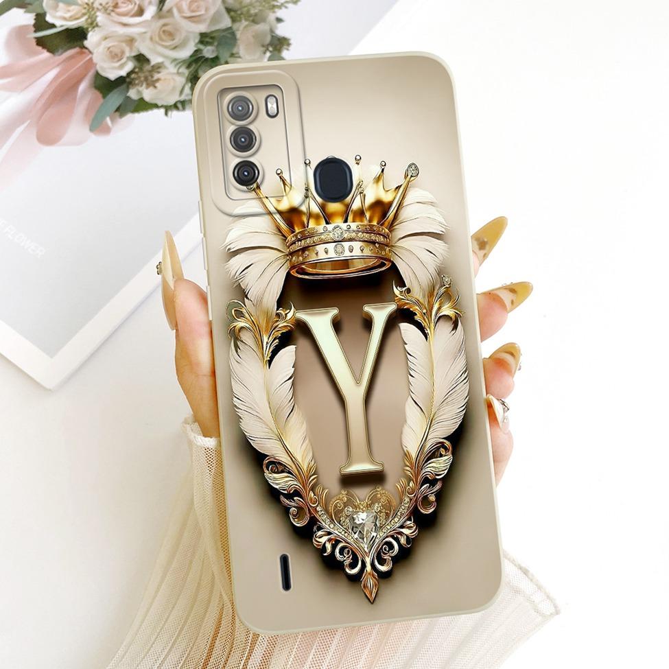 For ITEL S16 Case Cover Luxury A-Z Letters Fashion Crown 2D Painted Silicone Bumper For ITEL Vision 1 Pro Phone Casing