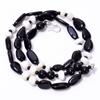 Natural Black Onyx White Jade Gemstone Smooth Beads Necklace 6-14 Mm 18" UB-8588