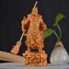 Taihang Cliff Cypress Wood Guan Yu Martial God of Wealth Carving: Solid Wood Desktop Ornament