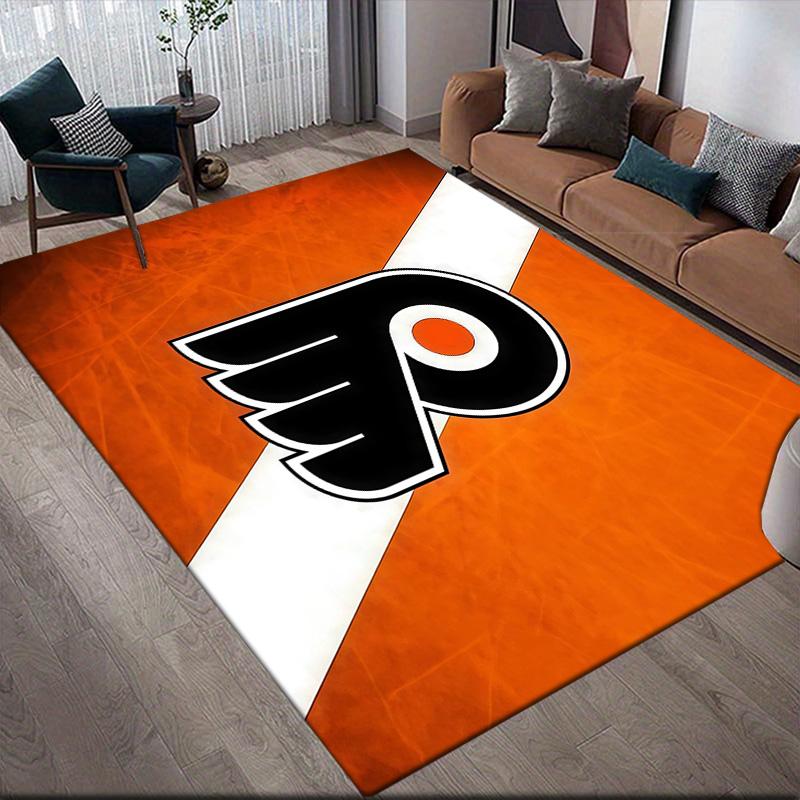 Philadelphia Flyers2 Flannel Pattern Square Carpet,Area Rug,Carpet Rug for Living Room Bedroom Sofa Playroom Decor,Non-slip Floor Mat