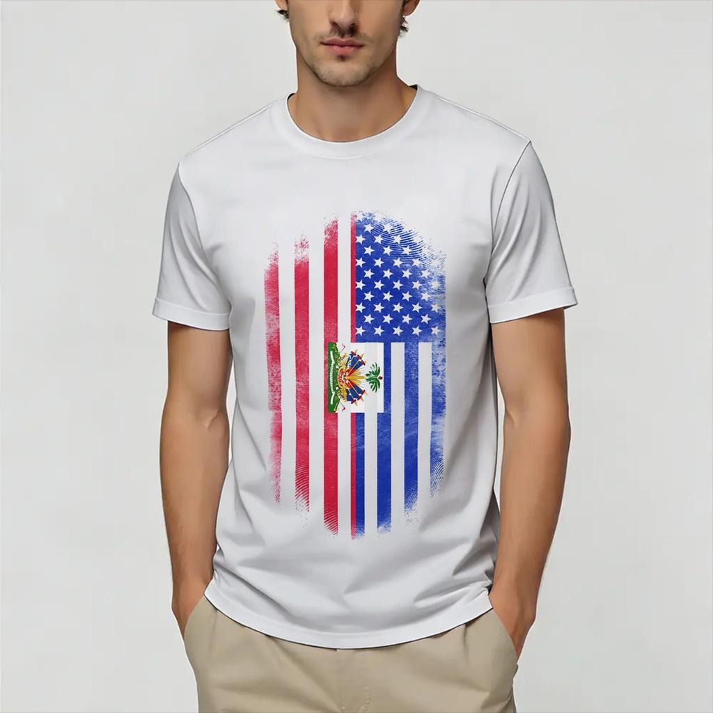 Haitian flag TShirts Unisex Hipster 100 Cotton Tees Round Neck Short Sleeve T Shirt 4XL 5XL Clothing