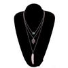 Fashion Leaf Feather Pendant Multilayer Necklace Silver Handmade Turquoise Beaded Long Sweater Chain Ladies Party Accessories