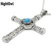 Крутое мужское кельтское скандинавское бирюзовое ожерелье-крест из нержавеющей стали, готический кулон
