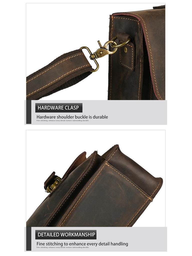 Винтажная мужская сумка через плечо из лошадиной кожи для ноутбука