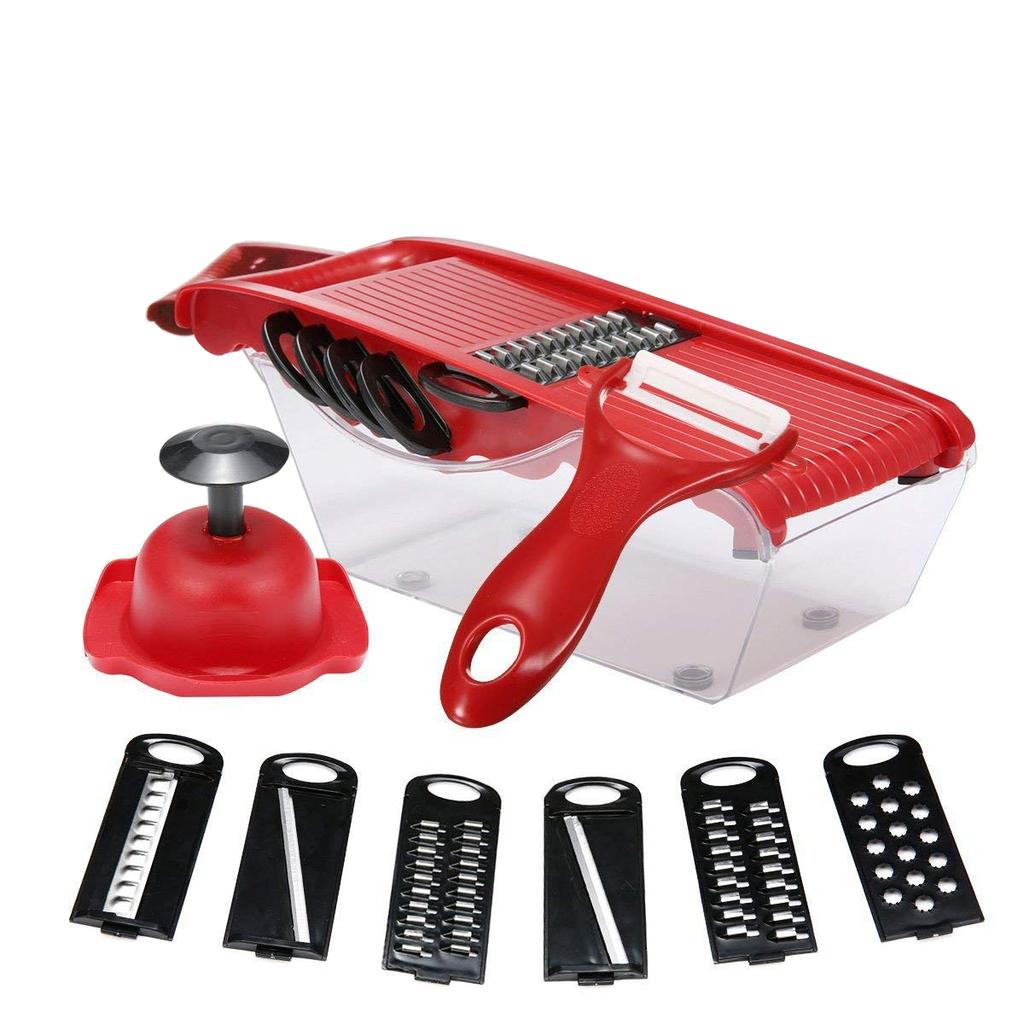 6 в 1 Мандолина-слайсер Многофункциональная овощерезка с контейнером Лукорезка Кубикорезка Овощная терка-слайсер для салата JT29