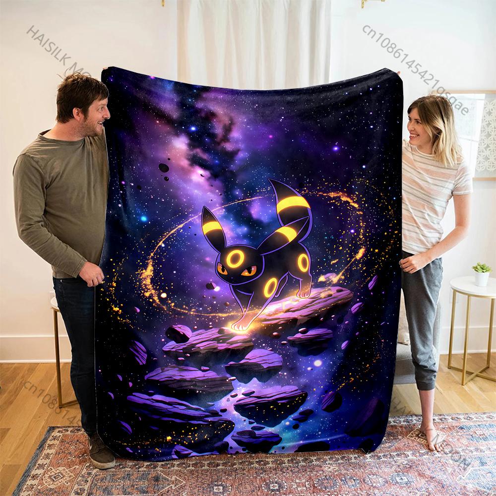Japanese Games Umbreon and Sylveon Print Cartoon Blanket Flannel Fluffy Soft Blanket for Adult Kids Plush Sofa Bed Car Camping
