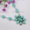 Kingman Turquoise Statement Necklace, 925 Sterling Silver Cluster Necklace