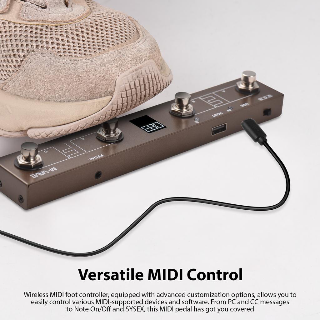 BT MIDI Педальный Контроллер M-VAVE Беспроводной MIDI Контроллер Интеллектуальное Управление через Приложение Цифровой Дисплей Перезаряжаемый