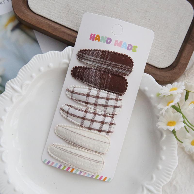 6 шт./набор Милый цветочный хлопковый набор заколок для волос Клетчатые тканевые банты для девочек, младенцев, детей Аксессуары для волос Завершающие челку Детские головные уборы