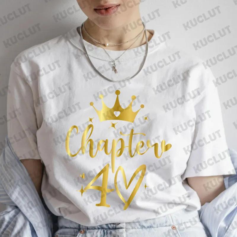 Tshirt for Women Chapter 40th Birthday Crew Party Y2k Tops Graphic 40 Birthday Squad Chapter Tshirt Summer Short Sleeve Tees