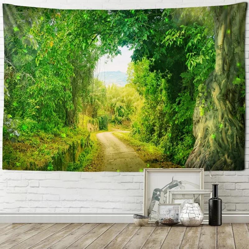 Украшение стены дома Гобелен Фон прерийного озера и леса Гобелен для гостиной в офисе