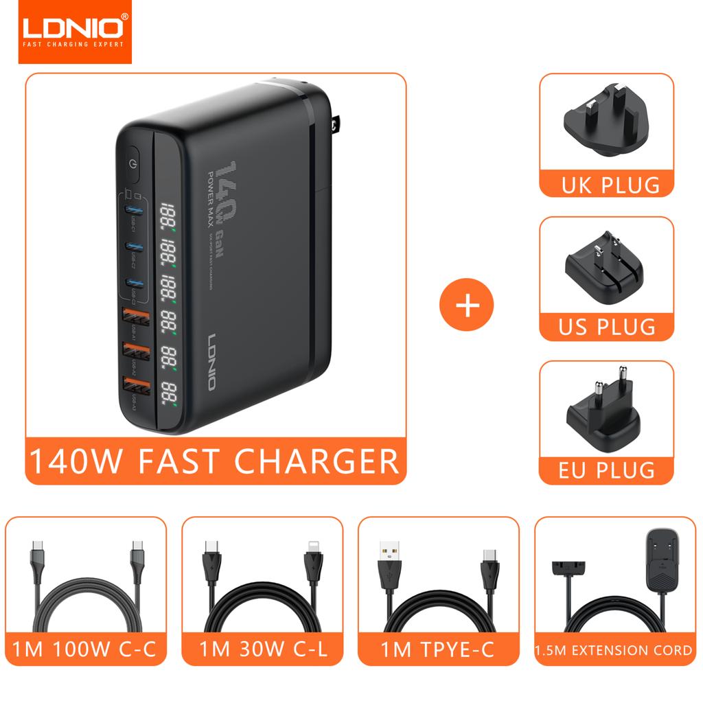 140 Вт GaN USB C Зарядное устройство Блок LDNIO Type-C PD Быстрое зарядное устройство Универсальный дорожный адаптер Для iPhone Samsung iMac MacBook Ноутбука Switch