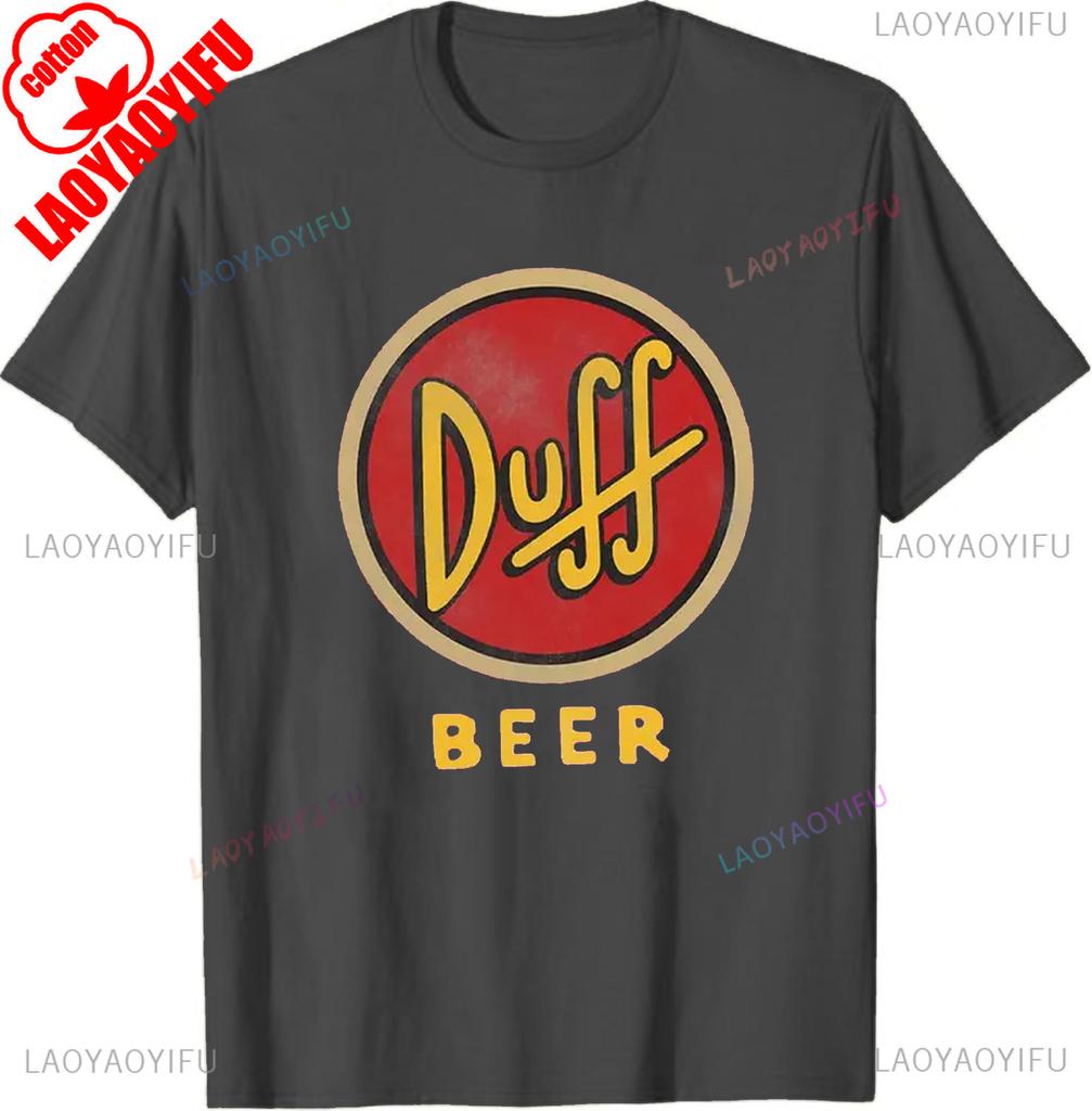 Унисекс футболка Duff Beer Подарок для фаната Бар Мо Выпивка Гомер Симпсон Даффмен Одежда Смешная футболка по ТВ-шоу Винтажный мультяшный мерч хлопок