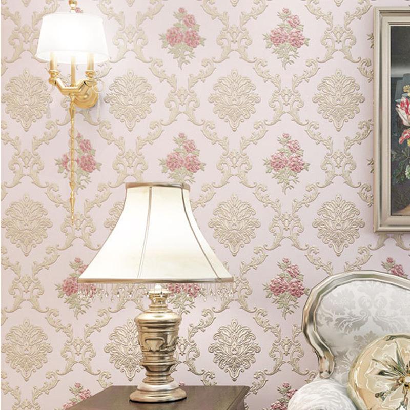 1PC Wallpaper Living Room Self Adhesive Pastoral Style Wall Sticker Embossed Non Woven Fabric Home Decoration Wall Decals 3D